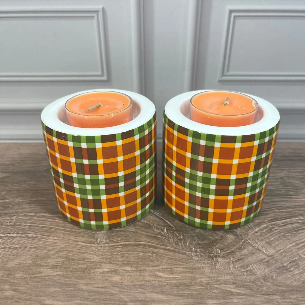 PartyLite autumn tartan